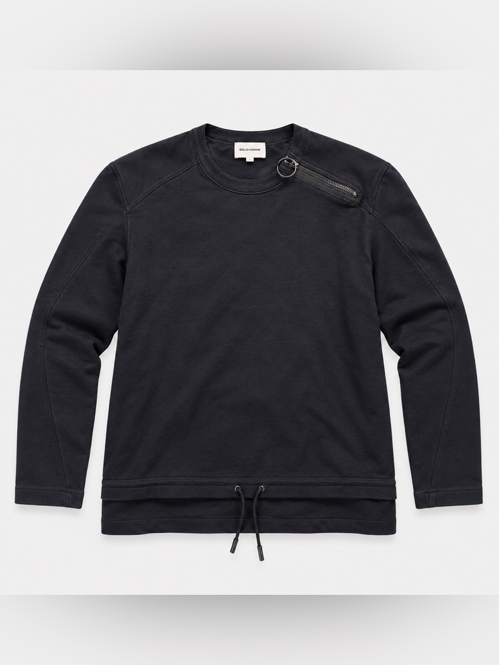 SOLID HOMME Men’s Black 100% Wool Ring Zip Detail Sweatshirt Size 52